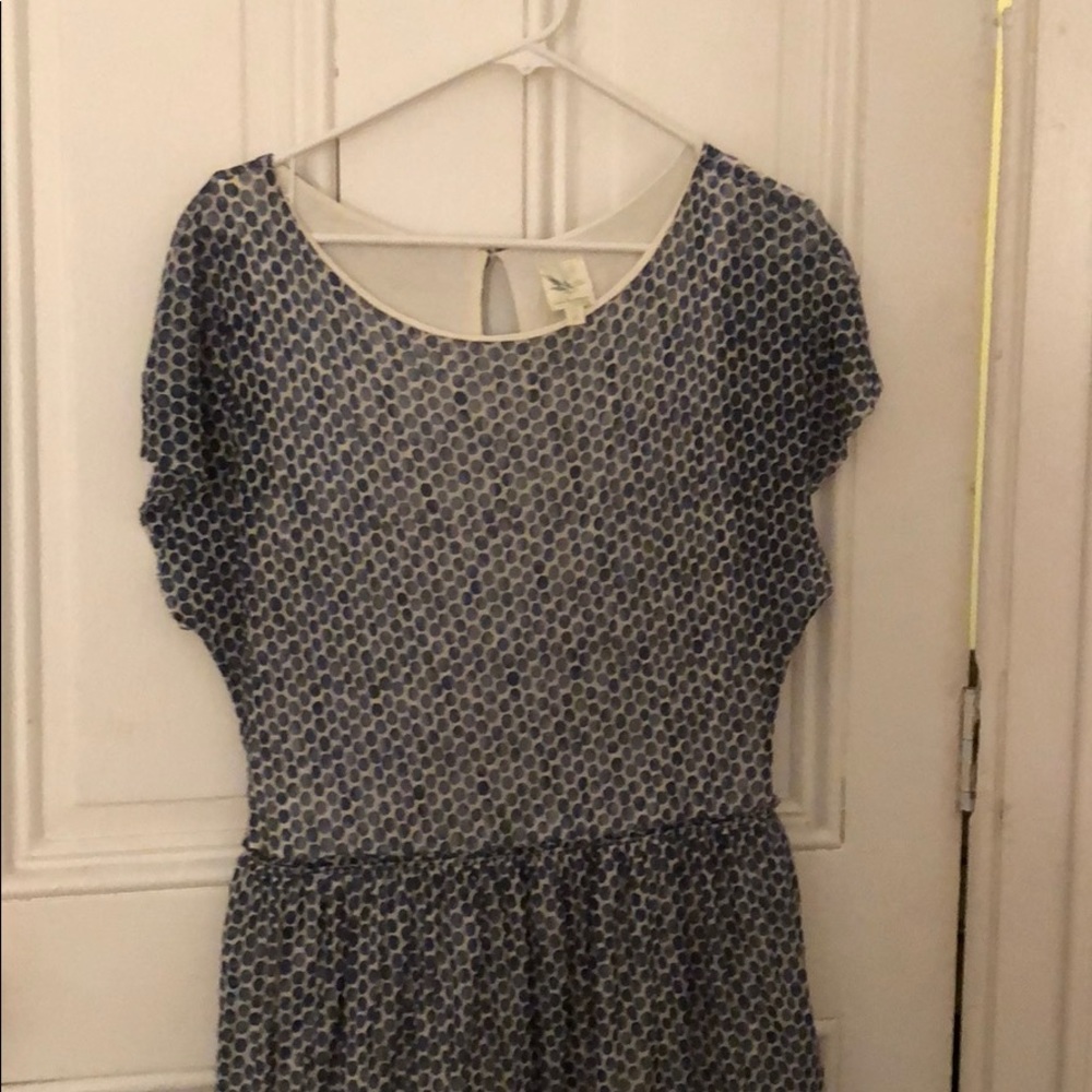 Anthropolgie blue polka dot dress